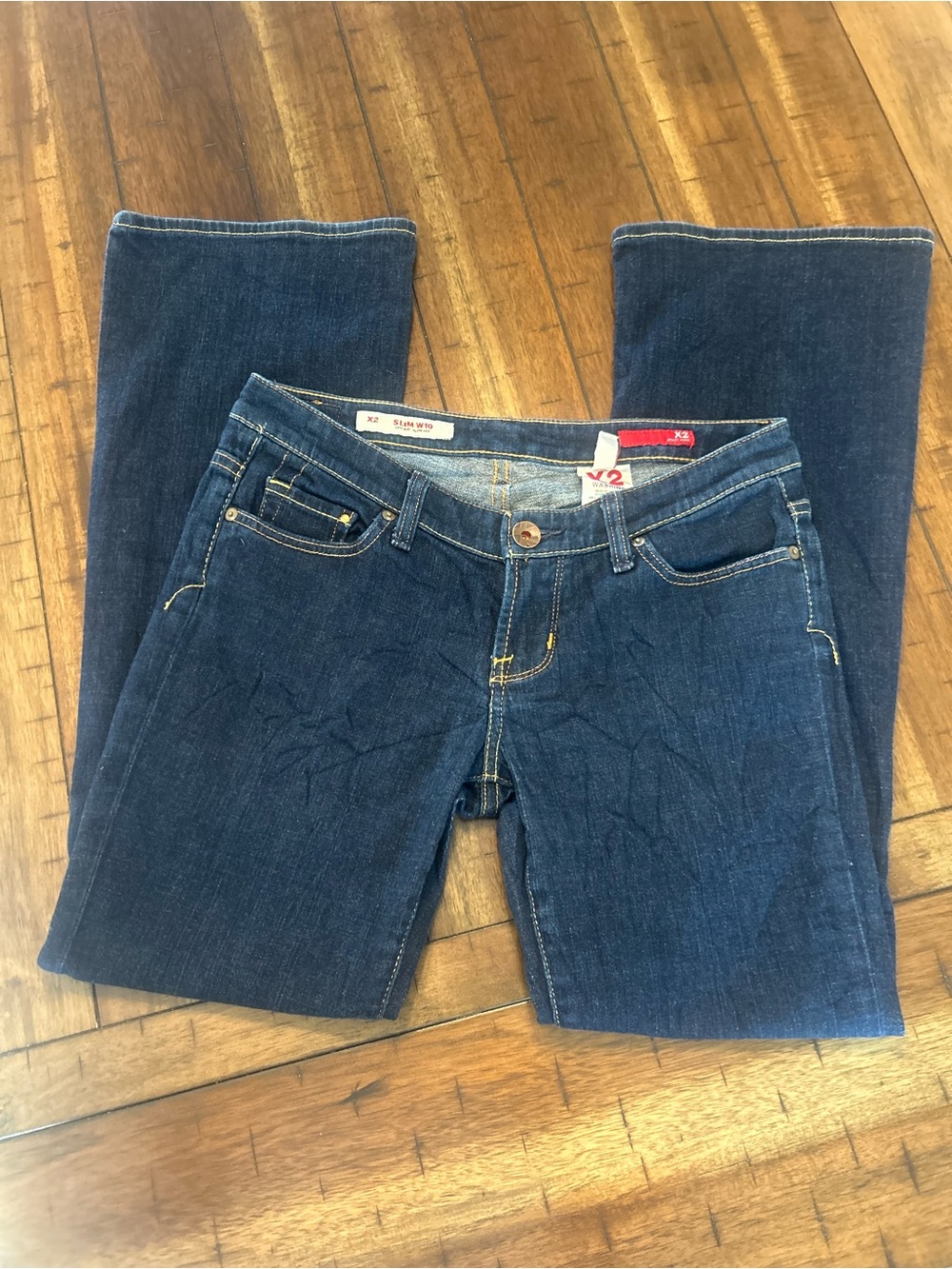 Y2K X2 Low Rise Flare Jeans Size 6 Dark Wash Bootcut Denim